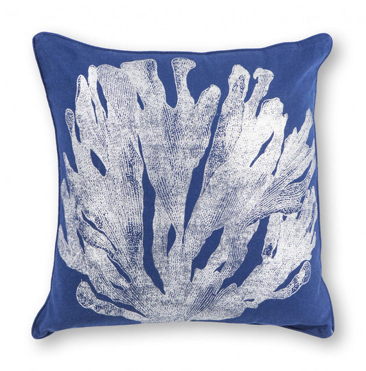 Tropical Blue and Silver Coral Accent Pillow