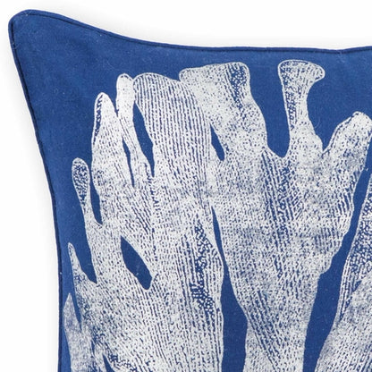 Tropical Blue and Silver Coral Accent Pillow