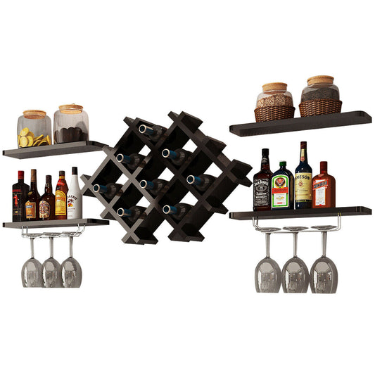 Floating Wall Mounted Wine Rack and Shelves