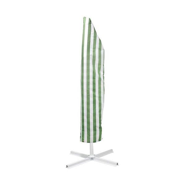 Green and White Striped Outdoor Umbrella