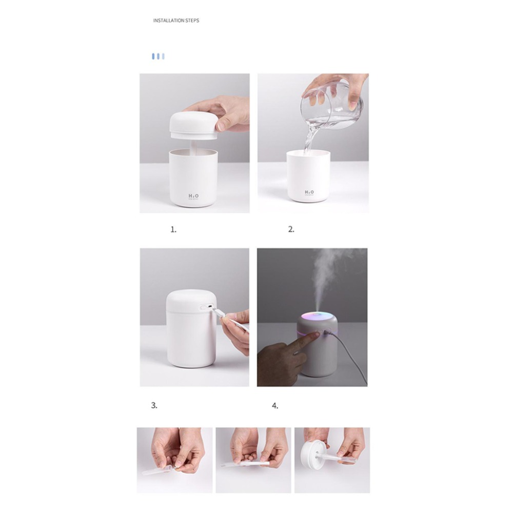 Mini Aroma Oil Diffuser - Portable Humidifier with Colorful Night Light